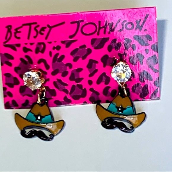 Betsey Johnson Style - Cowboy Hat Drop Earrings